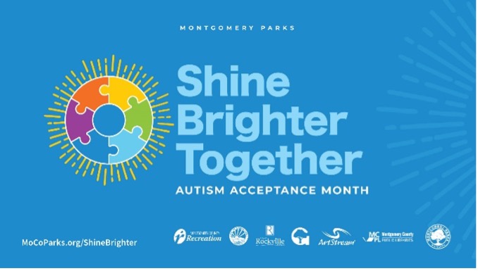 Graphic for Autism Acceptance Month reading Shine Brighter Together